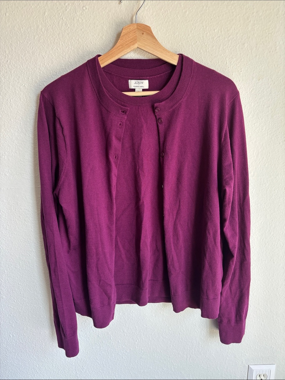 J. CREW 2 PC Cardigan and Shell Set Cotton Berry Large